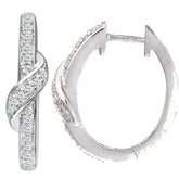 0.22ct Round Diamond Pave Set Huggies Hoop Earrings in  UK Hallmarked 9ct White Gold